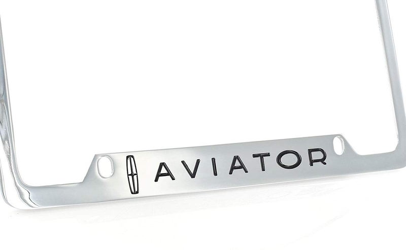 Lincoln Aviator Wordmark Logo Chrome Plated Metal License Plate Frame Holder 4 Hole - Image 3